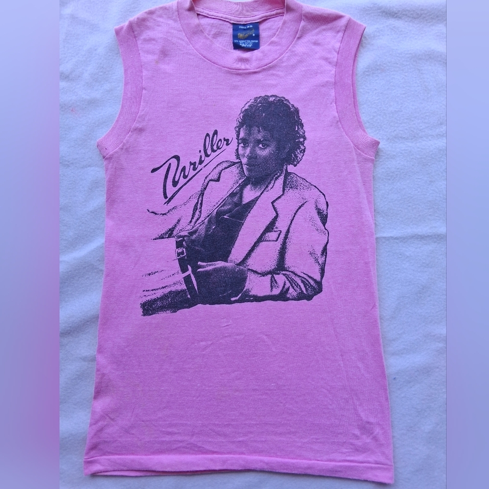 Tan  Top Vintage T Shirt Michael Jackson  Brand Sneakers Pink Color